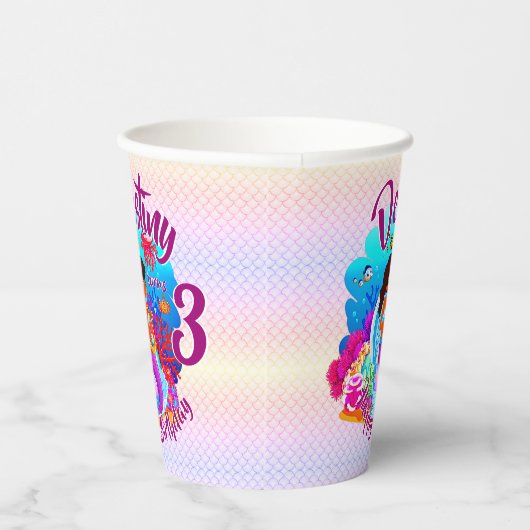 Gobelets En Papier Modifier le nom d'âge Mermaid Anniversaire Fête Pe (Droite)