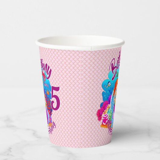Gobelets En Papier Modifier le nom d'âge Mermaid Anniversaire Fête Pe (Droite)