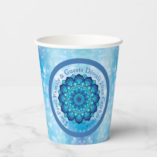 Gobelets En Papier Modifier le texte correspondant Diwali bleu (Verso)