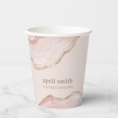 Gobelets En Papier Moelleux Pastel Blush Rose Or Agate Marbre Texture (Recto)