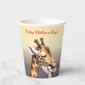 Gobelets En Papier Moment de contact entre Mère Giraffe & Calf (Recto)