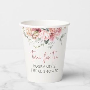 Gobelets En Papier Moment du thé Bohème Floral Shower de Mariée 