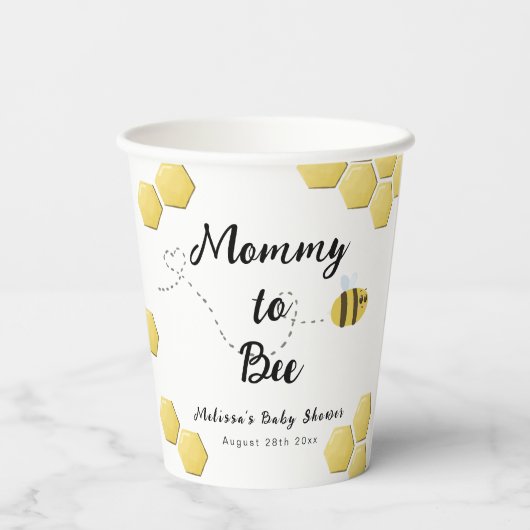 Gobelets En Papier Mommy to Bee mignonne Honeycomb Baby shower (Verso)