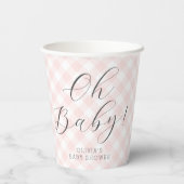 Gobelets En Papier Mon bébé ! Baby shower En vichy rose pâle (Verso)