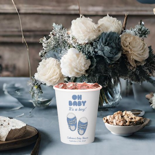 Gobelets En Papier Mon bébé | Chaussures bébé Dusty Baby shower garço