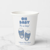 Gobelets En Papier Mon bébé | Chaussures bébé Dusty Baby shower garço (Recto)