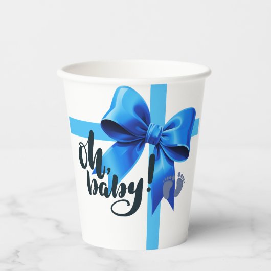 Gobelets En Papier Mon bébé ! Élégant Baby shower bleu boue (Recto)