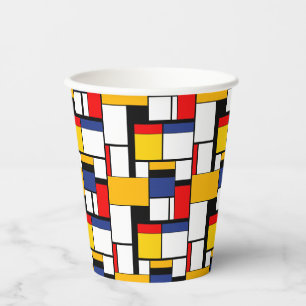 Gobelets En Papier Mondrian géométrique Composition minimaliste moder