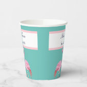 Gobelets En Papier Monogram Beach House Flamants roses Turquoises mar (Gauche)
