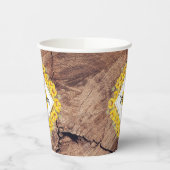 Gobelets En Papier Monogram de Rustic Sunflowers & Wood Texture (Gauche)