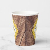 Gobelets En Papier Monogram de Rustic Sunflowers & Wood Texture (Droite)