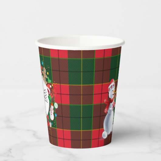 Gobelets En Papier Monogram Winter Holiday Christmas Scottish Pattern (Gauche)