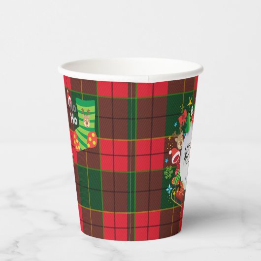 Gobelets En Papier Monogram Winter Holiday Christmas Scottish Pattern (Droite)