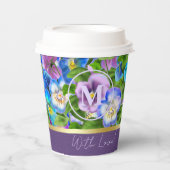 Gobelets En Papier Monogramme Anniversaire Pansy Violet Fleurs Aquare (Recto)