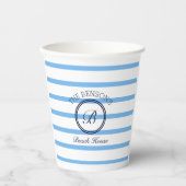 Gobelets En Papier Monogramme Chic Bleu Grandes Famille Maison de pla (Recto)