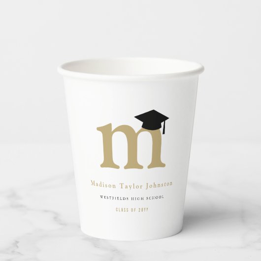 Gobelets En Papier Monogramme classique simple Fête de graduation mod (Verso)