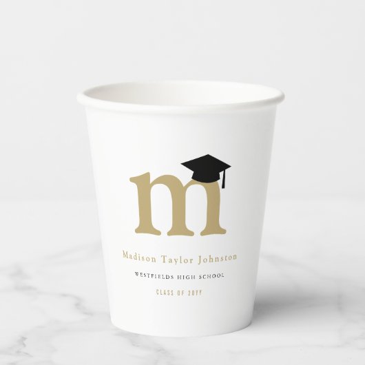 Gobelets En Papier Monogramme classique simple Fête de graduation mod (Recto)