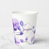 Gobelets En Papier Monogramme coloré Aquarelle design orchidée (Verso)