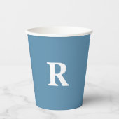 Gobelets En Papier Monogramme Couleurs personnalisées bleu foncé init (Recto)