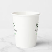 Gobelets En Papier Monogramme couple gris vert moderne date romantiqu (Gauche)