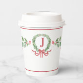 Gobelets En Papier Monogramme de couronne de Noël (Verso)