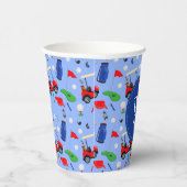 Gobelets En Papier Monogramme de golf rouge bleu et vert (Droite)