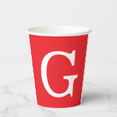 Gobelets En Papier Monogramme de lettre initiale rouge blanc simple (Verso)