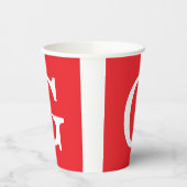 Gobelets En Papier Monogramme de lettre initiale rouge blanc simple (Gauche)