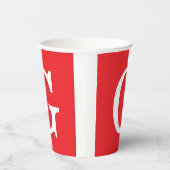 Gobelets En Papier Monogramme de lettre initiale rouge blanc simple (Droite)