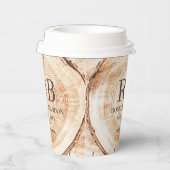 Gobelets En Papier Monogramme de mariage de fiançailles tranche de bo (Droite)