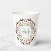 Gobelets En Papier Monogramme de Noël Famille Verdure Feuillage Folia (Verso)