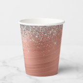 Gobelets En Papier Monogramme de Parties scintillant d'argent en méta (Verso)