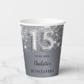 Gobelets En Papier Monogramme de poussière de parties scintillant arg (Verso)