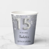 Gobelets En Papier Monogramme de poussière de parties scintillant arg (Recto)