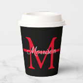 Gobelets En Papier Monogramme de retraite des pompiers de la ligne ro (Verso)