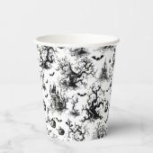 Gobelets En Papier Monogramme de toile d'Halloween noir et blanc (Verso)