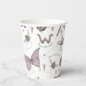 Gobelets En Papier Monogramme d'insectes roses et blancs mignons (Verso)
