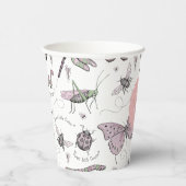 Gobelets En Papier Monogramme d'insectes roses et blancs mignons (Droite)
