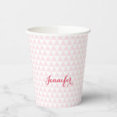 Gobelets En Papier Monogramme élégant Motif rose moderne personnalisé (Gauche)