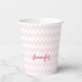 Gobelets En Papier Monogramme élégant Motif rose personnalisé moderne (Gauche)