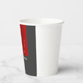 Gobelets En Papier Monogramme Elegant Red Grey Ajouter Nom Initiales (Gauche)