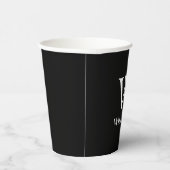 Gobelets En Papier Monogramme et nom personnalisés en noir (Droite)