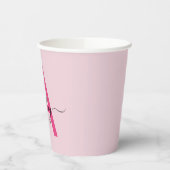 Gobelets En Papier Monogramme Féminin Moderne en Écriture Rose Chaud (Gauche)