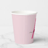 Gobelets En Papier Monogramme Féminin Moderne en Écriture Rose Chaud (Droite)