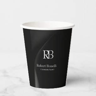 Gobelets En Papier Monogramme gris moderne clair Nom initial