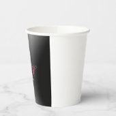 Gobelets En Papier Monogramme gris noir Nom Lettres initiales Script (Gauche)