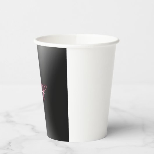 Gobelets En Papier Monogramme gris noir simple cadeau spécial simple (Gauche)