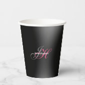 Gobelets En Papier Monogramme gris noir simple cadeau spécial simple (Recto)