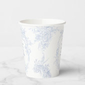 Gobelets En Papier Monogramme initial Floral Toile bleu Mariage (Gauche)
