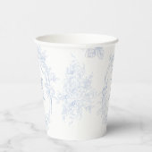 Gobelets En Papier Monogramme initial Floral Toile bleu Mariage (Droite)